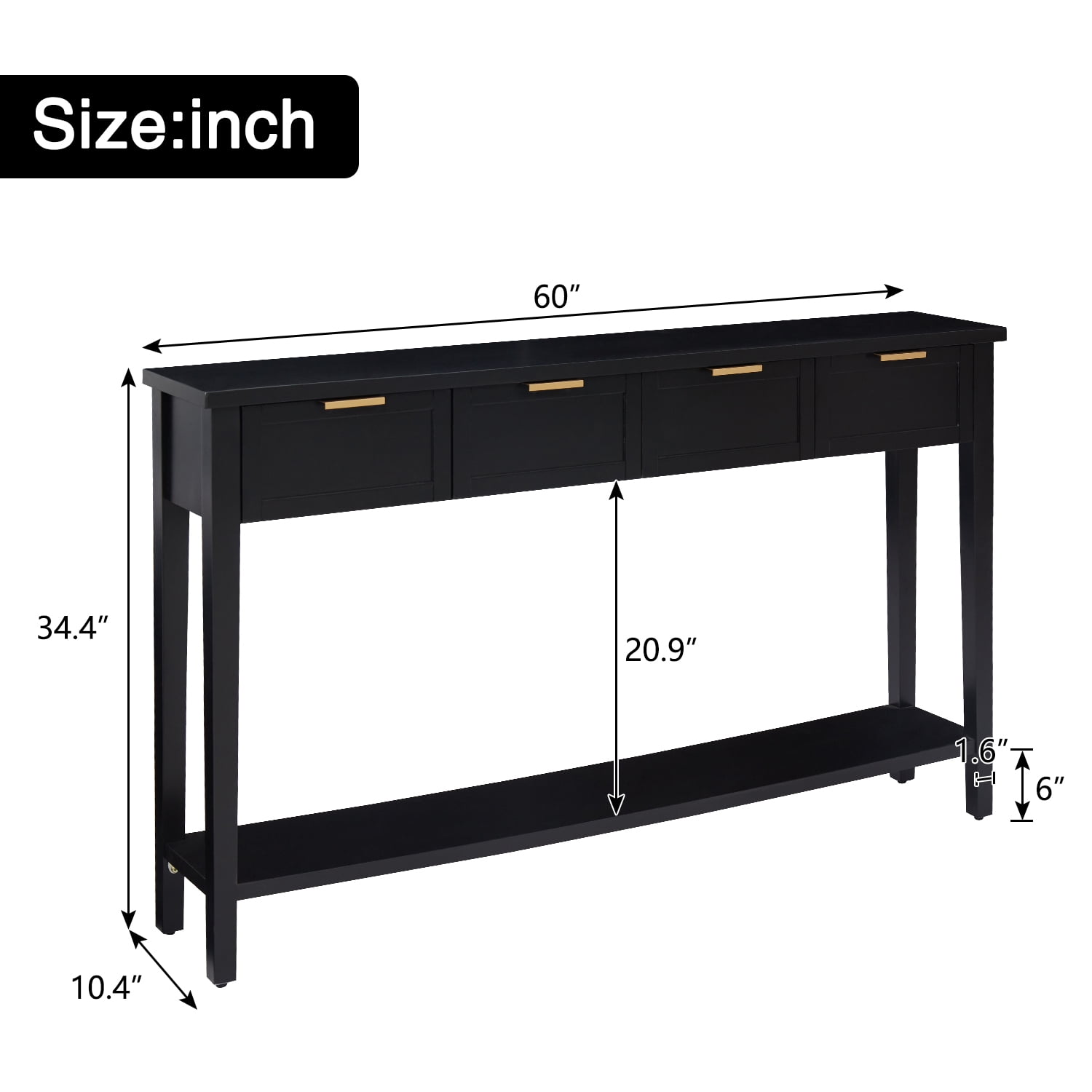 Kinbor Modern Entryway Console Table, Black