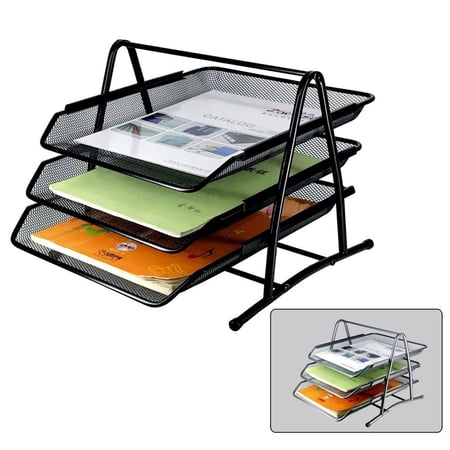 2021 new 3 Tiers Metal Mesh File Organizer Document Desktop Paper Tray ...