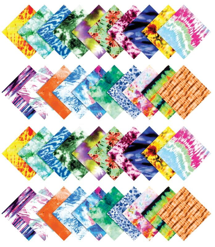 Soimoi 40Pcs Tie Dye Print Cotton Precut Fabrics For Quilting Craft Strips 2.5x42inches Jelly Roll - Multicolor