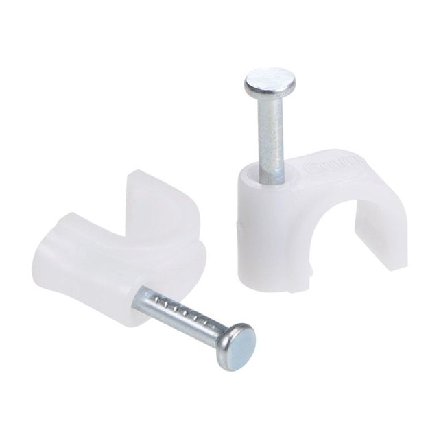 Unique Bargains 6mm Cable Wire Clips, Nail-In Wire Nail Clamps Cord Organizer Tie Holder 100pcs