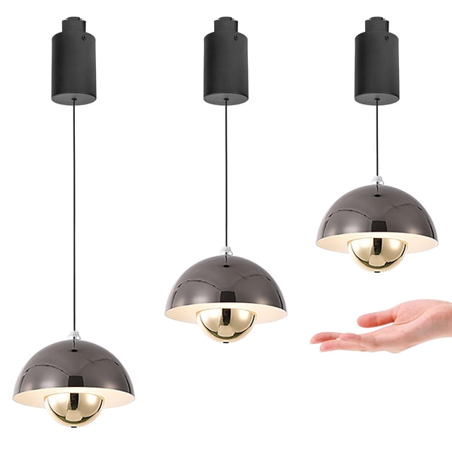 FSLiving Lampe de Pendaison Réglable en Hauteur Type H Rétractable avec Contrôle par Main à Intensité Variable en Continu Lampe d'Intérieur Longueur Réglable, Noir Brillant - Lot de 3