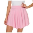 thumbnail image 6 of Women Casual Mini Stretch Waist Flared Plain Pleated Skater Skirt (Medium, Black), 6 of 8