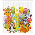 thumbnail image 3 of Ambesonne Colorful Shower Curtain, Savannah Animal Birthday, 69"Wx70"L, Multicolor, 3 of 3