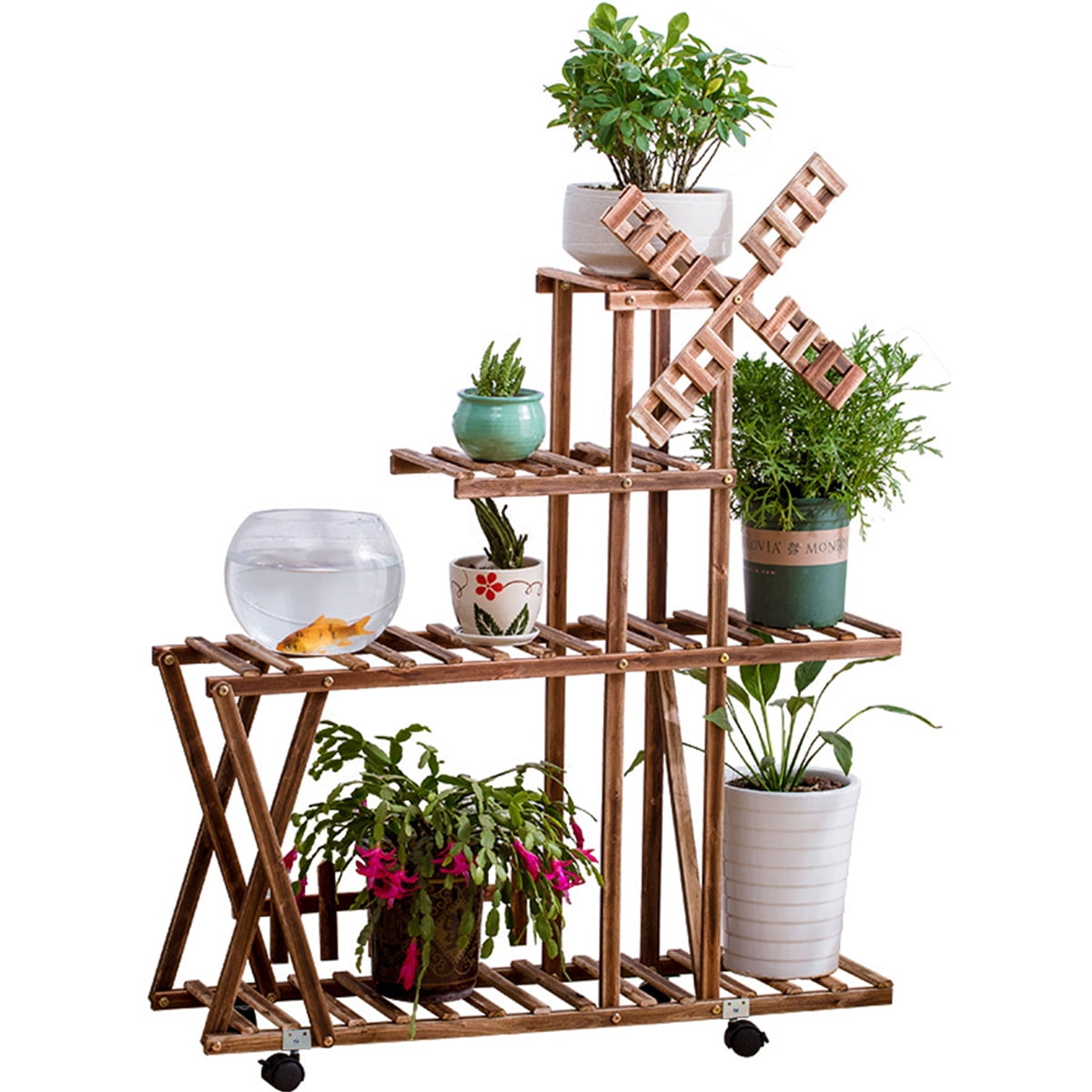 Novashion 4 Tier Wooden Plant Stand Flower Rack Indoor Novashion 4 Tier Wooden Plant Stand Flower Rack Indoor