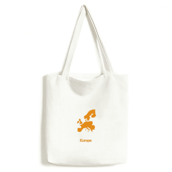 yellow eu illustration map pattern tote canvas bag shopping satchel casual handbag