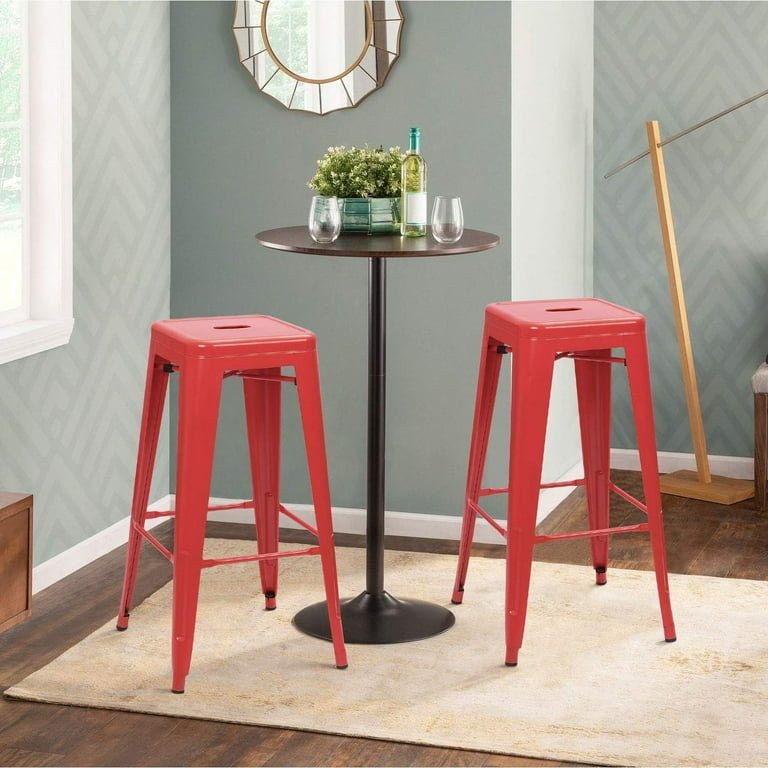 FDW Metal Bar Stools Set of Counter Height Barstool Stackable - Main Image