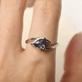 thumbnail image 4 of Lab Created Trillion cut alexandrite engagement ring bypass solitaire ring sterling silver bezel set June birthstone, 4 of 4