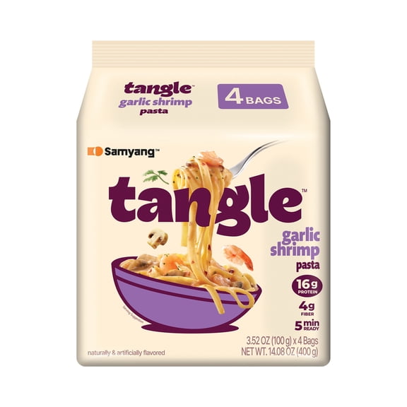 Tangle Garlic Shrimp Instant Pasta, 4 Pack, 3.52 oz Bags