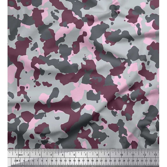Soimoi Poly Georgette Fabric Two Tone Camouflage Printed Fabric 1 Yard 42 Inch Wide