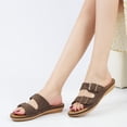 thumbnail image 5 of Ecetana Womens Flat Sandals Dressy Summer Comfortable Double Buckle Slip-On Slides Beach Shoes for Walking, 5 of 7