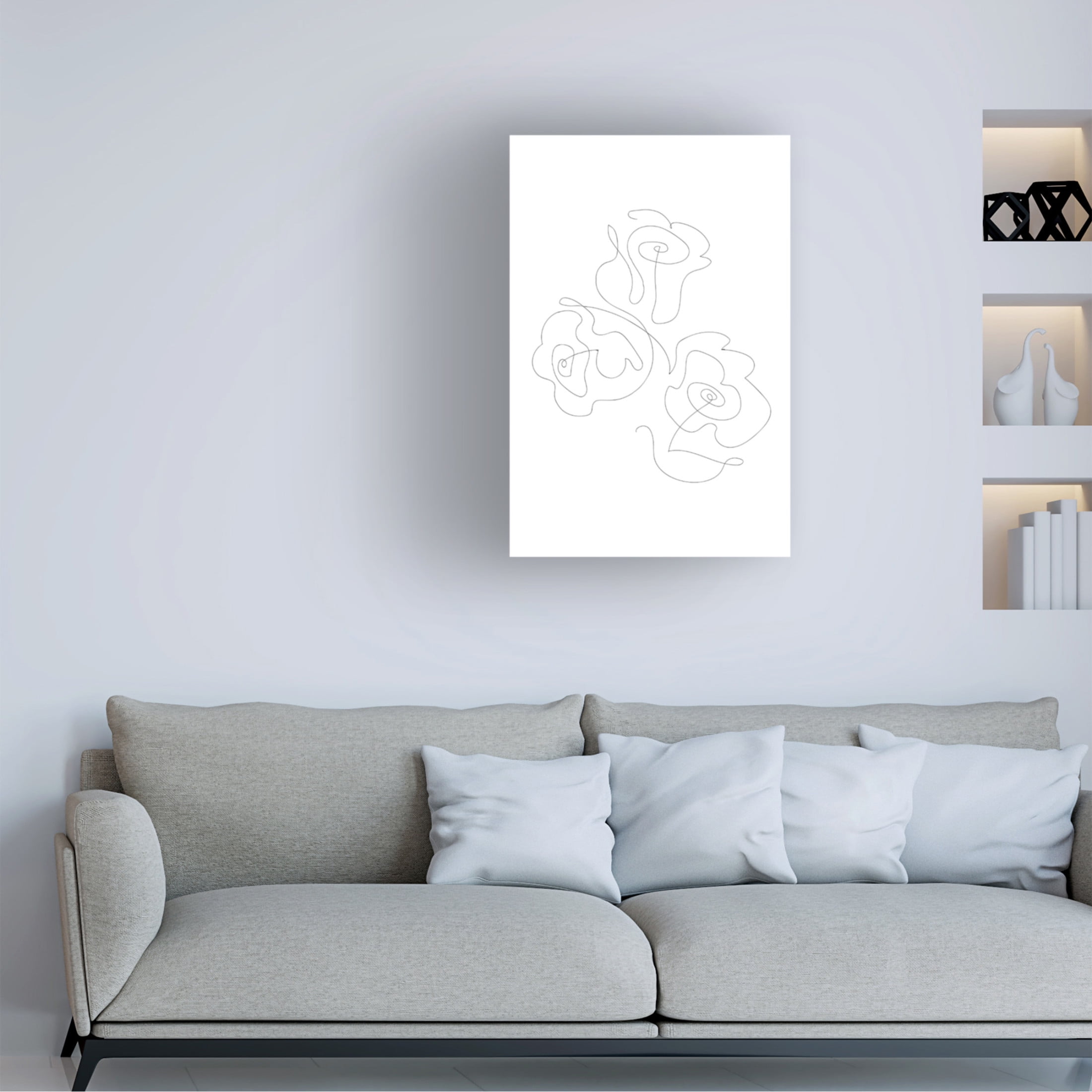 Canvas Wall Art - Pictufy Studio Ii 'Three Roses 02' Wall Art for Living Room, Bedroom, or Office Décor by Trademark Fine Art - 30 x 47 Inches