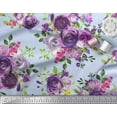 thumbnail image 2 of Soimoi Tissu Satin Modal Feuilles et Imprimés de Fleurs de Roses au Mètre 42 Pouces de Large, 2 of 3
