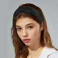 thumbnail image 2 of Unique Bargains 1 Pcs Faux Leather Knotted Headband Hairband for Women 1.57 Inch Black, 2 of 7