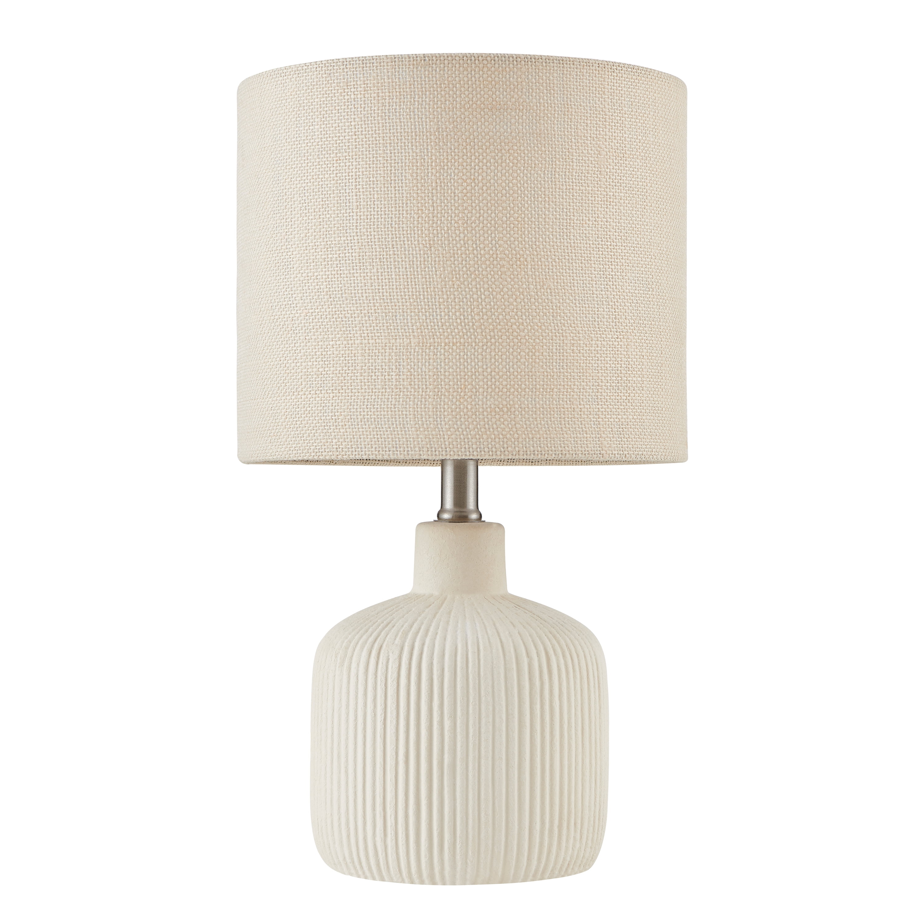 KAWOTI 17.75 in. Farmhouse Off White Ceramic Table Lamp with Beige shade