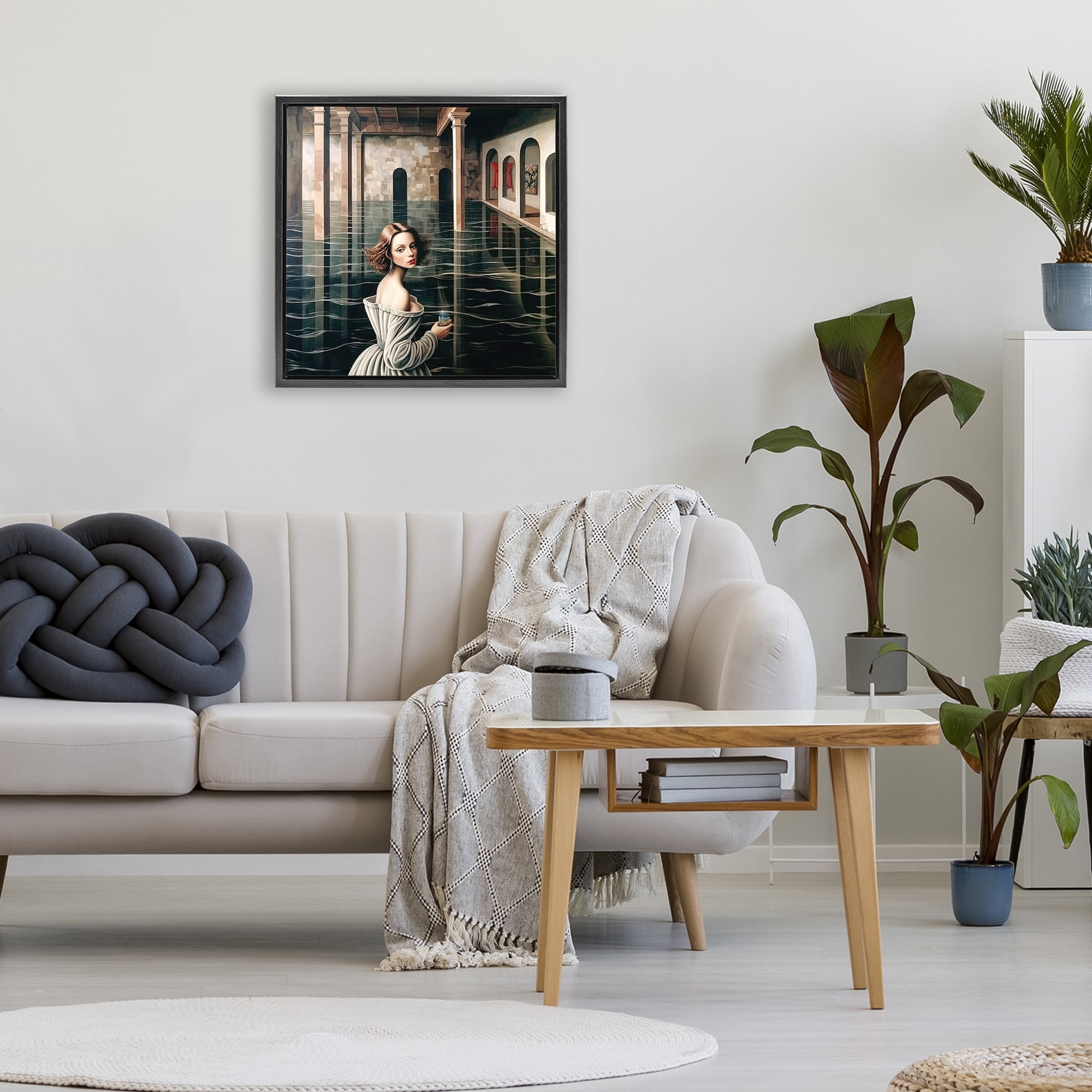 Portal Of Reflections Black Framed Floater Canvas Wall Art, design by Sasha