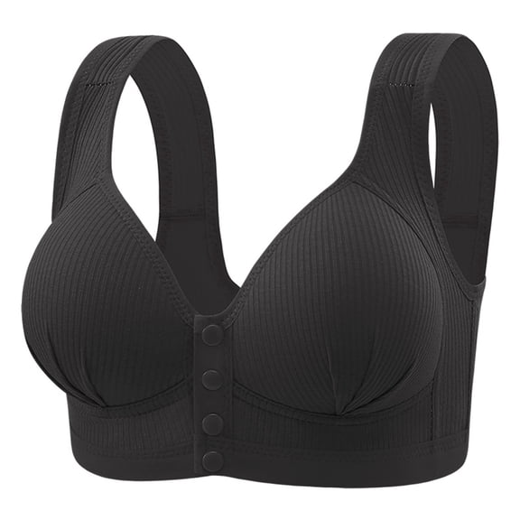 XIYON Womens Bras Women's Fixed Cup Front Opening Bra Large Size No Underwire Thin Vest Style Bra Comfortable