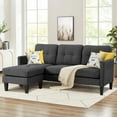 thumbnail image 5 of Magic Union Convertible Sectional Sofa Couch for Living Room, L-Shaped Couch 3 Seats Sofas with Linen Fabric, Movable Ottoman Small Sofa Mid Century for Small Apartments, Living Room and Office,Gray, 5 of 8