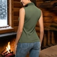 thumbnail image 4 of TKLPEHG Thermals for Women Sleeveless Tank Tops High Neck Casual Velvet Warm Bottom Top Slim Stretchy Layer Tee Shirts (Army Green,L), 4 of 7