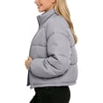 thumbnail image 5 of CYRBOKO Girls Puffer Jackets, Lightweight Lapel Long Sleeve Zip Up Winter Outerwear Gray Size 5-6 T, 5 of 5