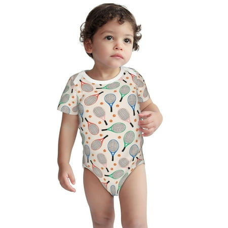 

Haiem Cute Tennis Racket Printed Unisex-Baby Short Sleeve Onesies Bodysuits Unisex Babies Snap-Up Rompers-2 Years