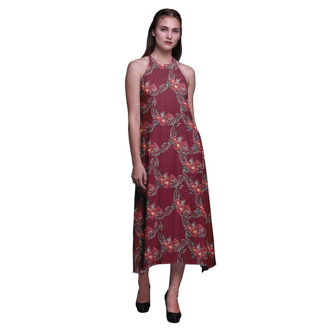 Bimba Robe de Plage d'Été à Dos Nu Imprimée Florale pour Femmes - Petite