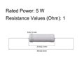 thumbnail image 3 of Uxcell 30Pcs 5W 5 Watt Metal Oxide Film Resistor 1 Ohm ±5% Tolerance, 3 of 6