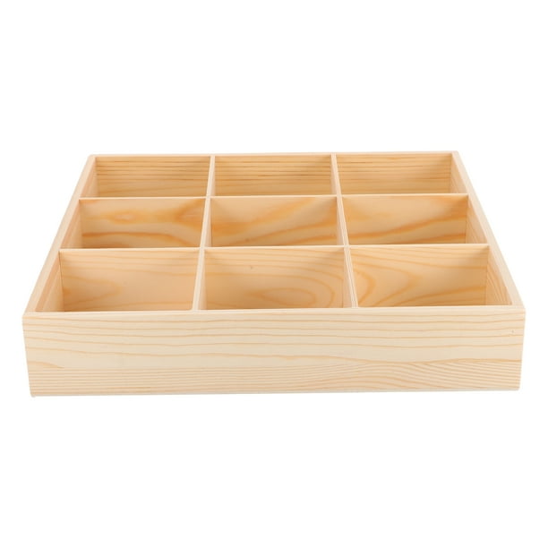 Organizador de cajones con múltiples compartimentos para calcetines, ropa interior, llaves y accesorios. Caja de almacenamiento de madera para armario y tocador de dormitorio.