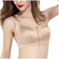 thumbnail image 2 of GaThRRgYP Bras for Women GaThRRgYP Women Wireless Anti-sagging Front Zip Breathable Satin Lace Hem Plus Size Bra, 2 of 9