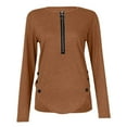 thumbnail image 4 of Moda Mujer Casual Cremallera Botones largos Cuello en V Manga Pullove Blusa sólida Fridja hkj3562, 4 of 5
