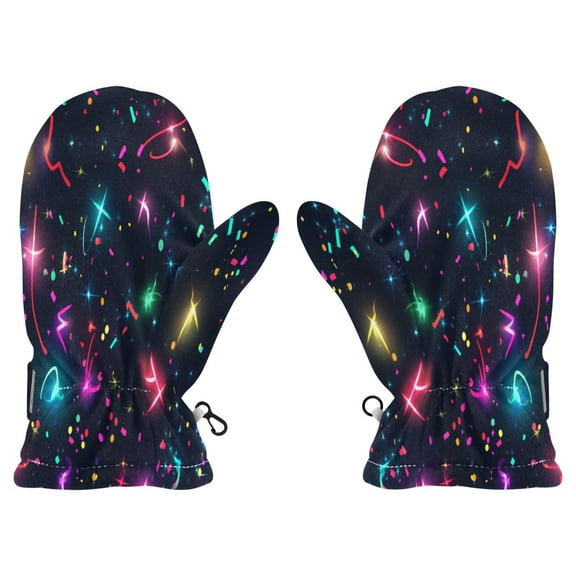 Cozy Kids Winter Gloves with Adjustable Fit,Colorful Confetti and Lights Perfect for Outdoor Fun
