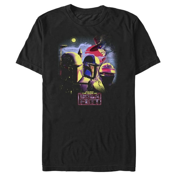 Men's Star Wars: The Book of Boba Fett Cad Bane vs Shand, Djarin, & Boba Fett Graphic Tee Black X Large