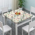 thumbnail image 3 of Beige Christmas Santa Pattern Square Fitted Tablecloth with Elastic Edge,Square Table Cover,Washable Elastic Table Cover for Home Kitchen Party Decor 34"x34", 3 of 6