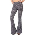 thumbnail image 2 of Satina High Waisted Flare Palazzo Wide Leg Pants | Printed & Solid | Reg & Plus (Large, Herbage White), 2 of 6