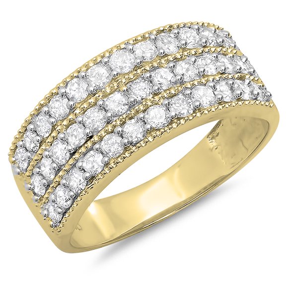 0.95 Carat (ctw) 18K Yellow Gold Round Cut Diamond Ladies Anniversary Wedding Band 1 CT