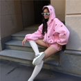 thumbnail image 6 of Women Cherry Print Zip Up Hoodie Long Sleeve Oversized Hooded Sweatshirt Y2k Jacket Pink L, 6 of 9