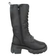 thumbnail image 4 of Forever Women Mid-Calf Combat Army Style Boots Lace Up Side Zipper Lug Sole Black PU 10, 4 of 5