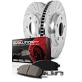 thumbnail image 1 of Power Stop K6271 Brake Kit 1-Click Brake Kit Carbon Fiber Ceramic Brake Pads; Silver Zinc Plated Cross-Drilled And Slotted Rotor; With Rotor/ Brake Pad/ Hardware, 1 of 1