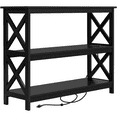 thumbnail image 4 of Yaheetech 3-Tier Wooden Console Table with Power Outlet, Black, 4 of 8