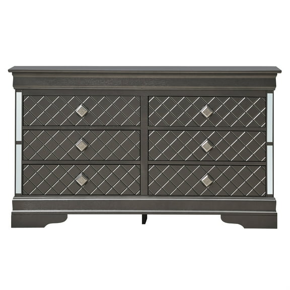 Passion Furniture PF-G6700-D Verona 6-Drawer Champagne Dresser - 33 x 59 x 16 in.