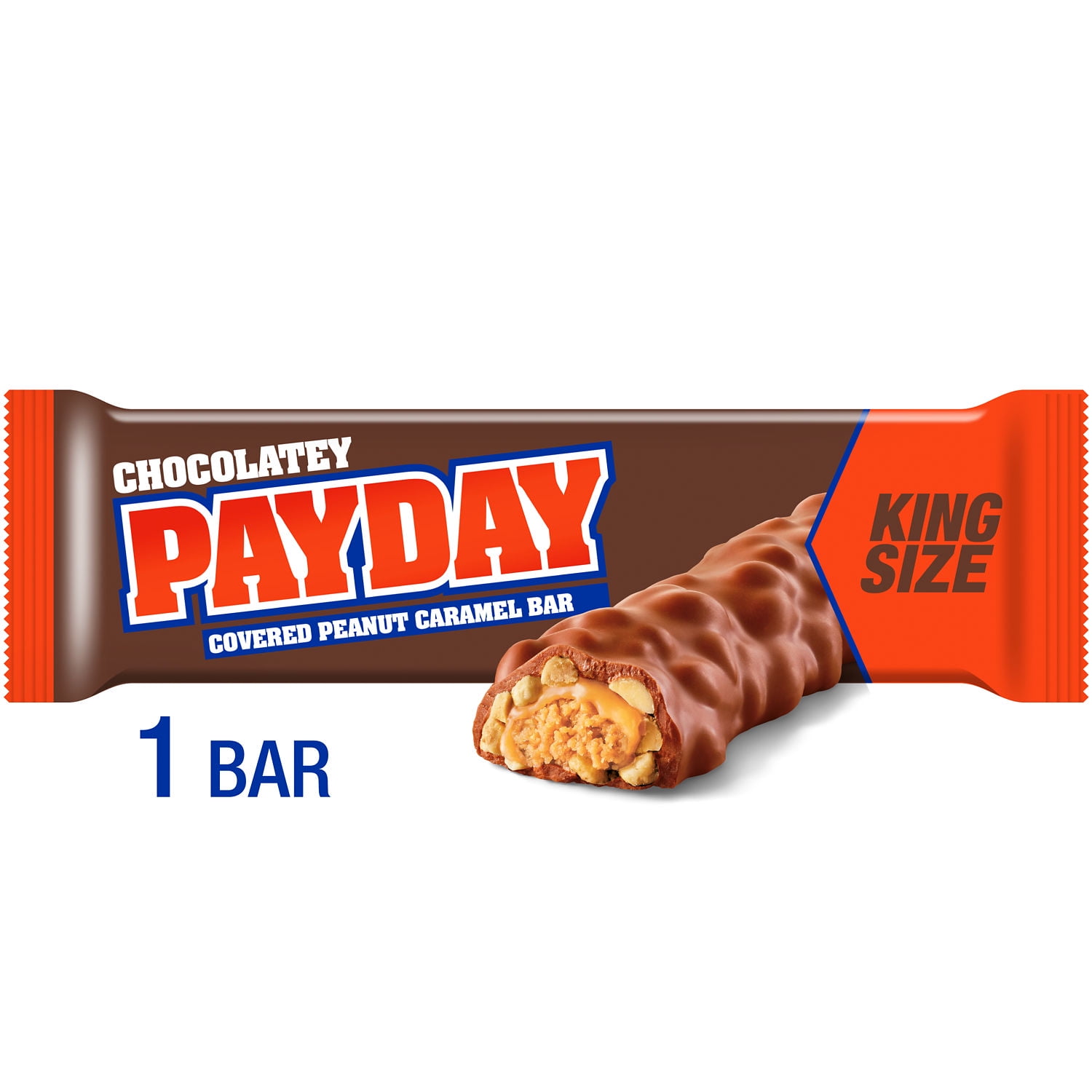 (6 pack) Payday Chocolatey Peanut Caramel King Size Candy, Bar 3.1 oz
