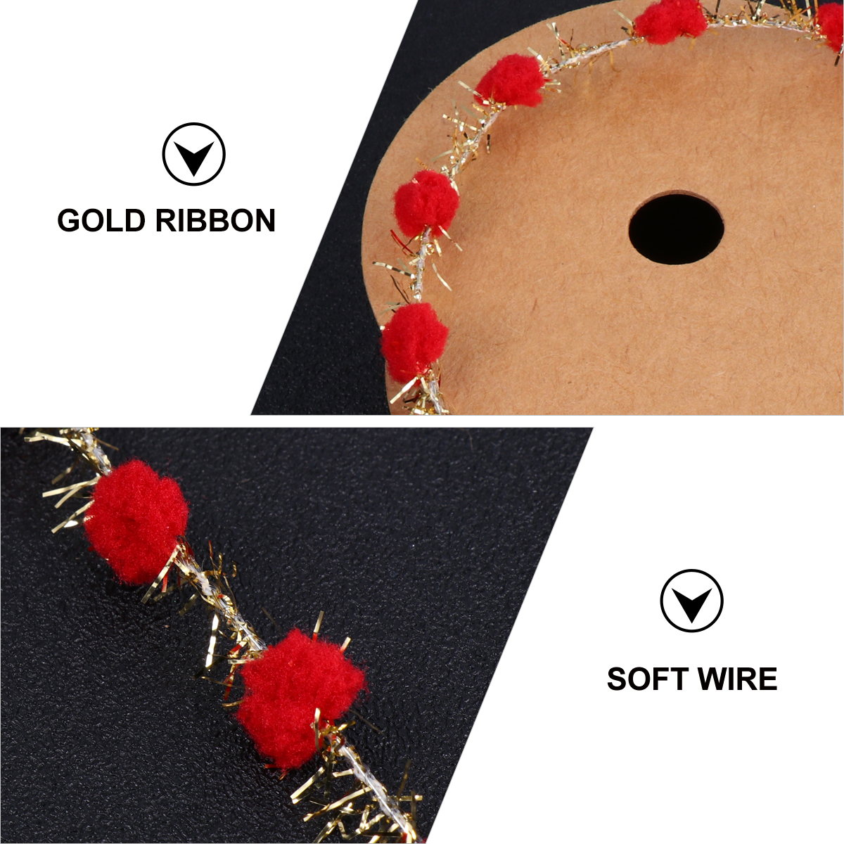 Hemoton  Glitter Pom-poms Ribbon Christmas Tree Decorative Ribbon for DIY Art Crafts - image 5 of 6