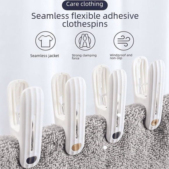 Percha de secado con clip sin costuras, resistente al viento, fija, para calcetines, sábanas, de plástico, para uso doméstico