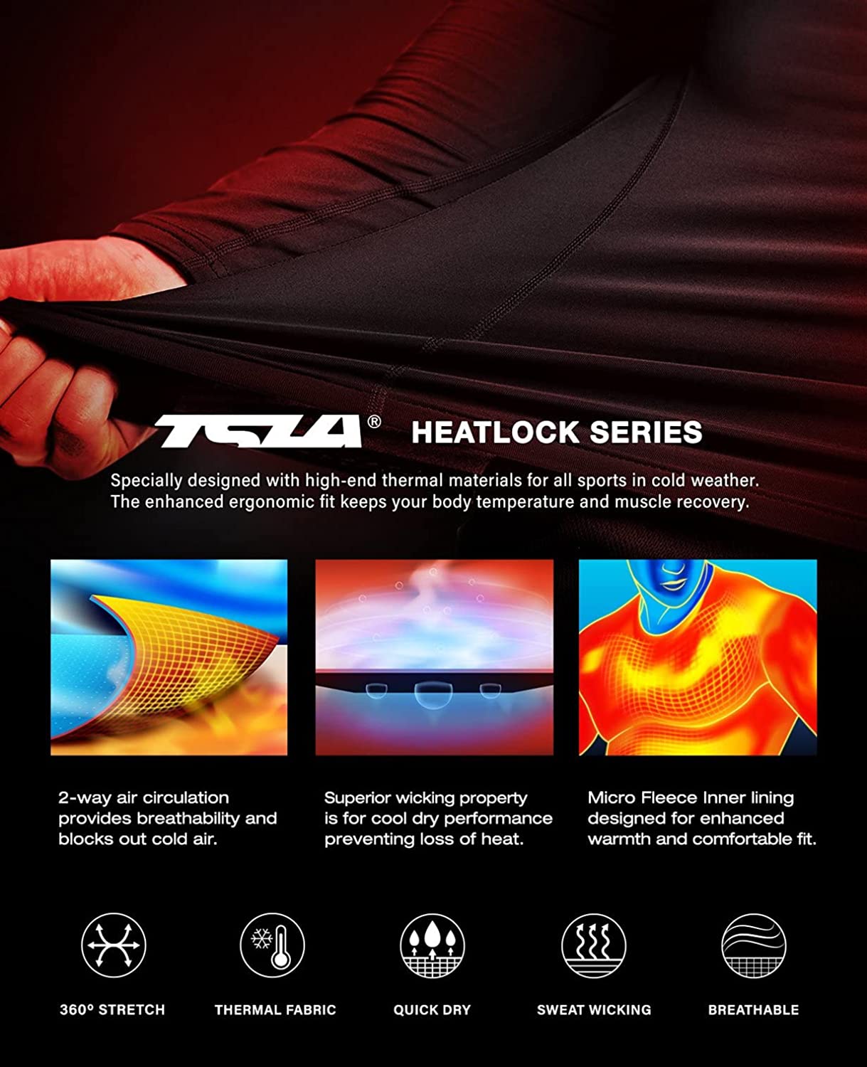 TSLA or Pack Men's Thermal Long Sleeve Compression Shirts, Athletic  Base Layer Top, Winter Gear Running T-Shirt