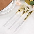 thumbnail image 2 of BalsaCircle 24 Silver 8" Disposable Plastic Cutlery Gold Glittered Handle Tableware, 2 of 8