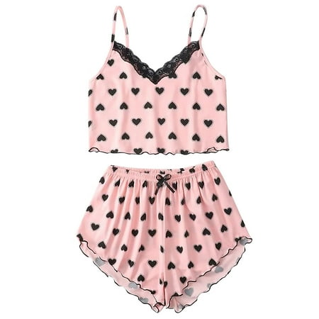 

Women Fashion Print Lingerie Sets Plus Size Wear Home Sleep Set Camisole Tops and Pants