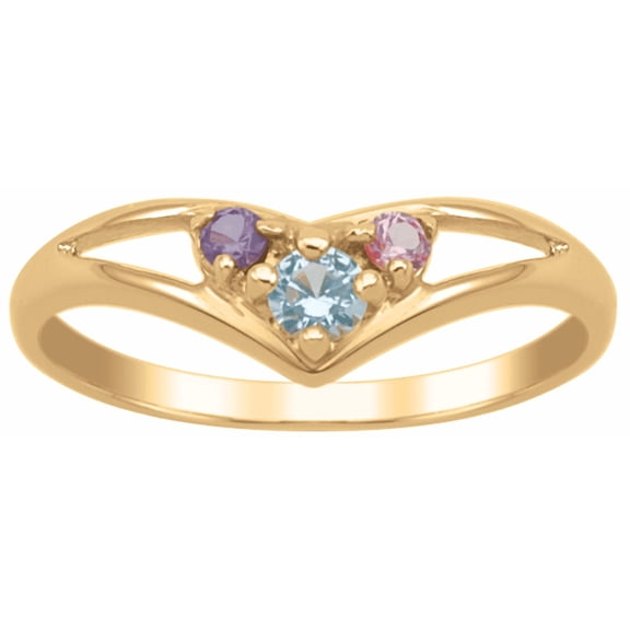 Graceful Split Band Personalized Ring by Jewlster in Gold Plated Sterling Silver