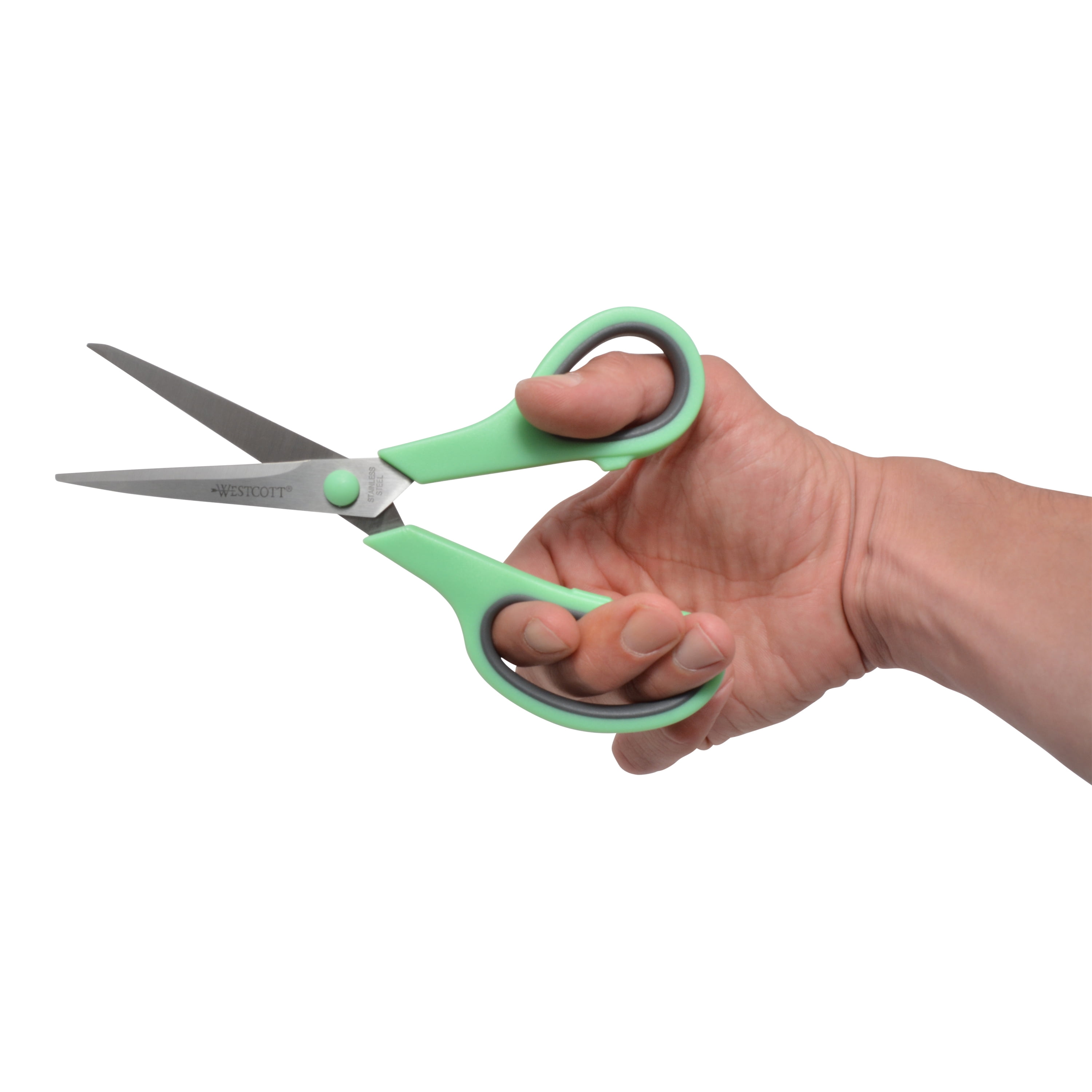 Westcott 8 Inch Straight Stainless Steel Scissors with Soft Handles, Assorted Colors, Pack of 15