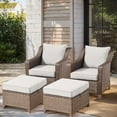 thumbnail image 2 of Gymojoy 4-Piece Outdoor Patio Lounge Armchair Set,PE Wicker Rattan Club Chairs with Ottomans, Beige, 2 of 11