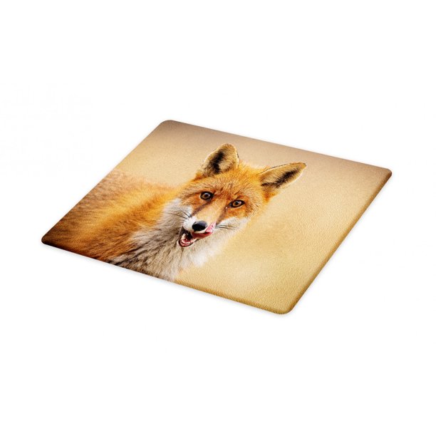 Fox Cutting Board, Photo of Young Coyote Close up Hungry Carnivore Wildlife Scenery, Decorative