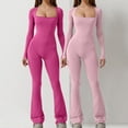 thumbnail image 2 of VBVC No Boundaries Women's 2 Piece Square Neck Jumpsuits,Ladies Butt Lift One Piece Pants,Slimming Bodysuits Pants For Women,Pink,XXL, 2 of 5